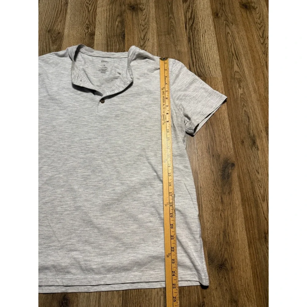 Sonoma Shirts Mens Size Large Gray Short Sleeve Striped 3-Button Placket